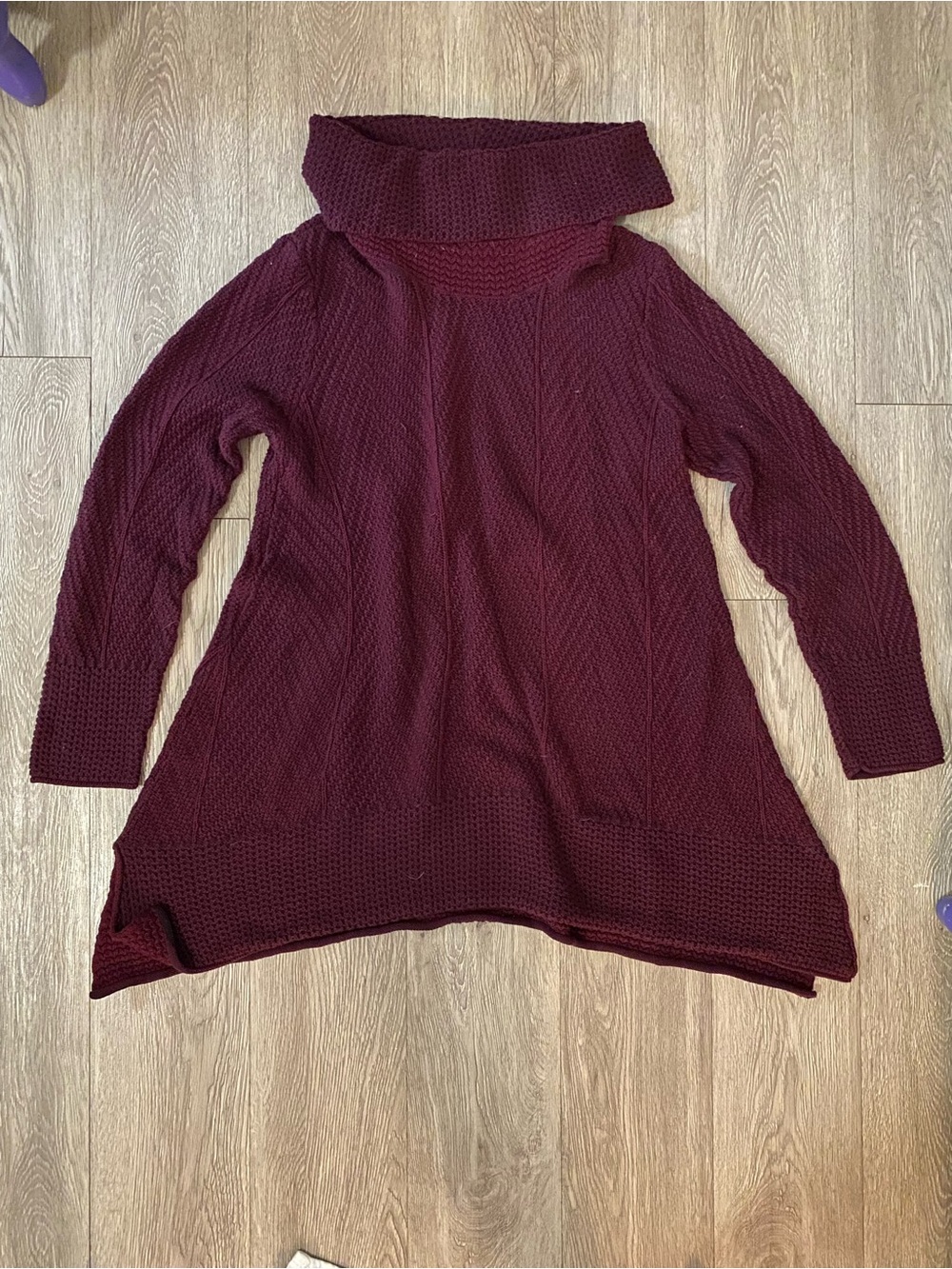 💜3/$25💜 Wine Color Cable Knit Tunic Sweater - 100% Cotton- Size Large